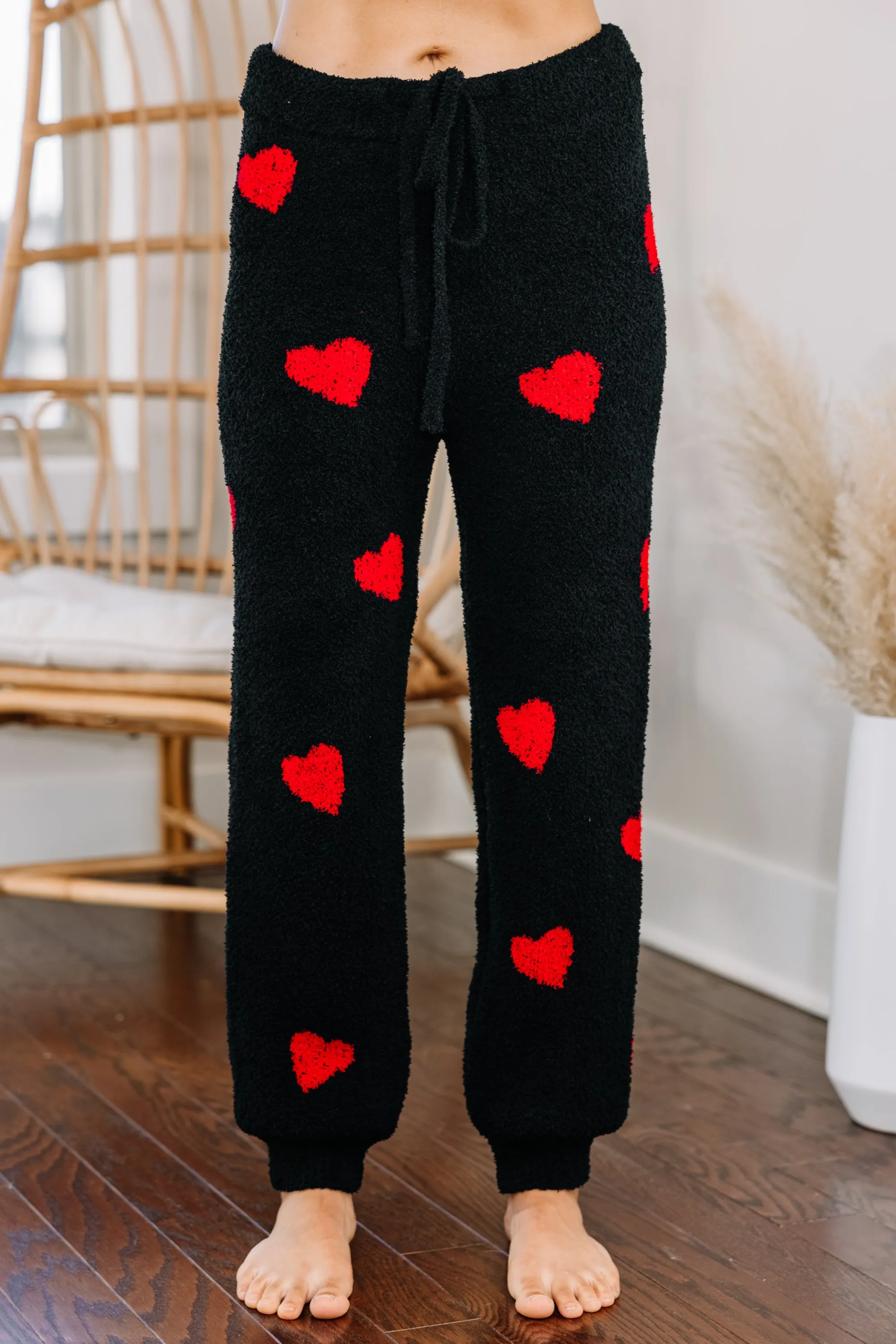 Cozy Love Black Heart Joggers