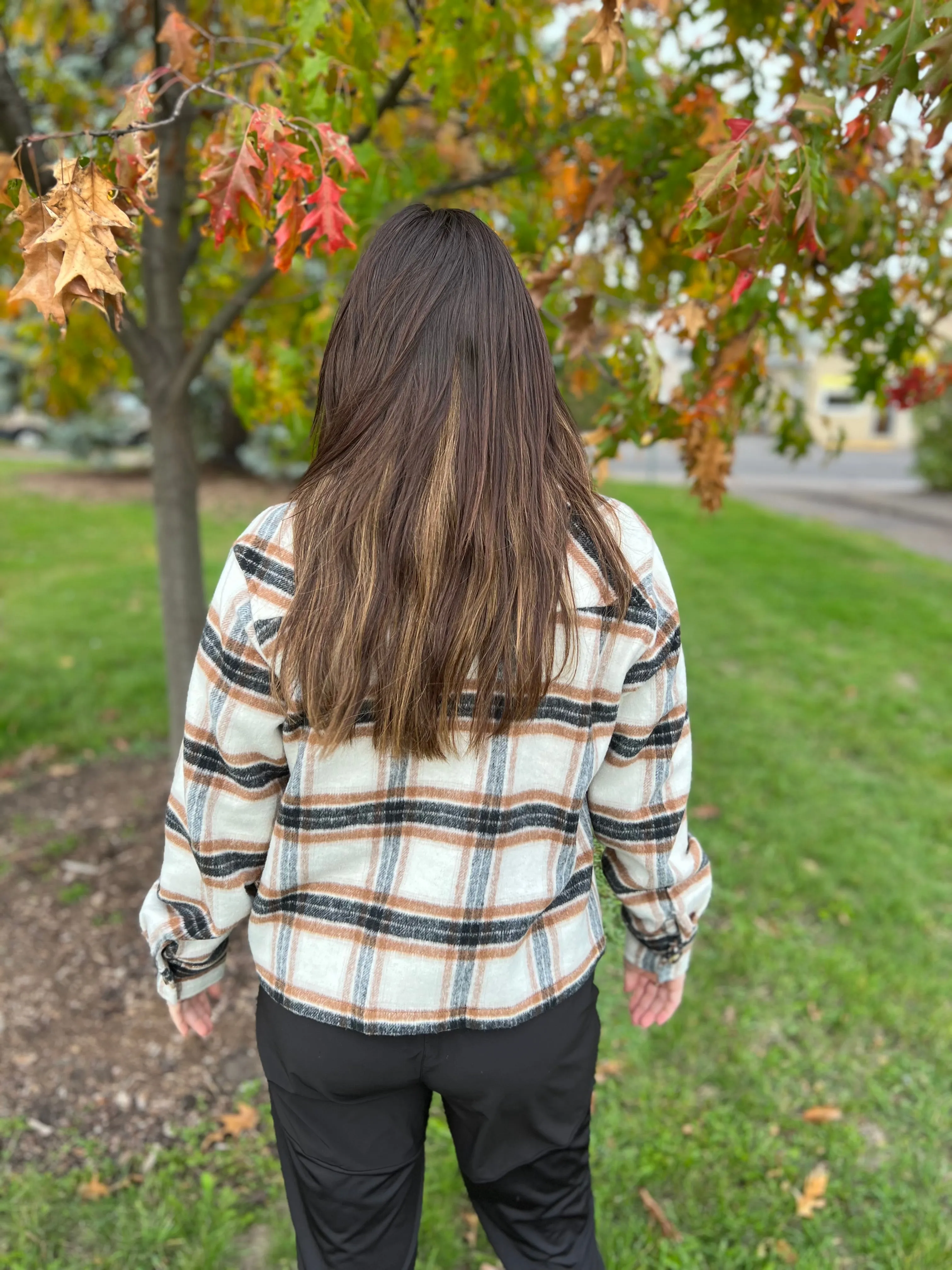 Cropped Plaid Button Up Shacket