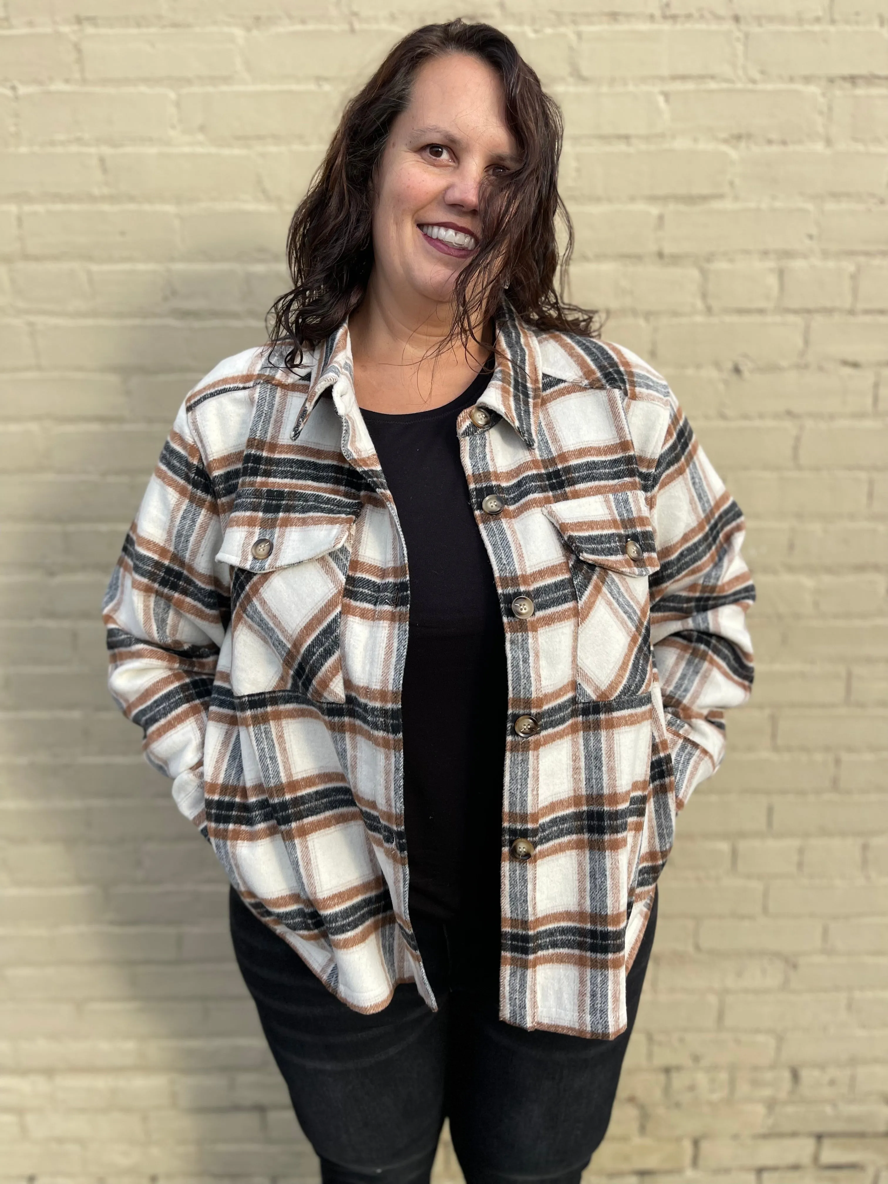 Cropped Plaid Button Up Shacket