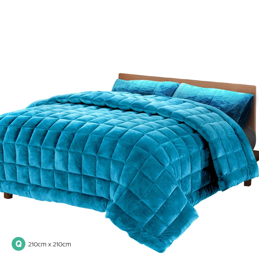 Double-Sided Faux Mink Quilt Set, Winter Weight, Queen - Giselle Bedding