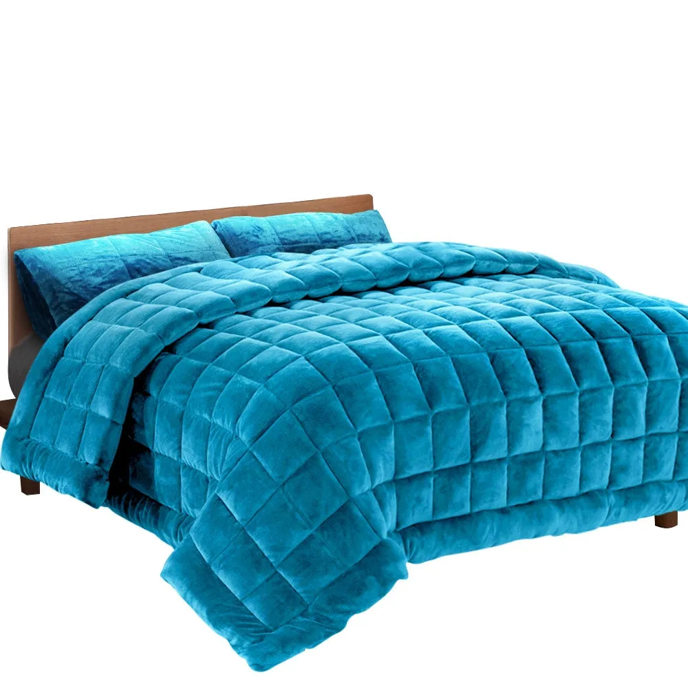 Double-Sided Faux Mink Quilt Super King with Pillowcases Giselle Bedding
