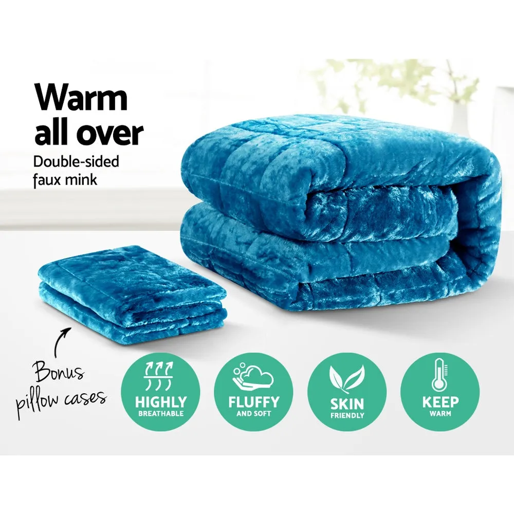 Double-Sided Faux Mink Quilt Super King with Pillowcases Giselle Bedding