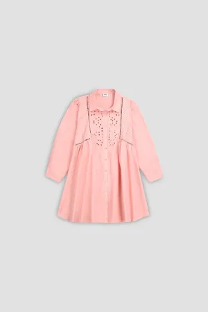 Embroidered Midi Dress For Women - LIGHT PINK