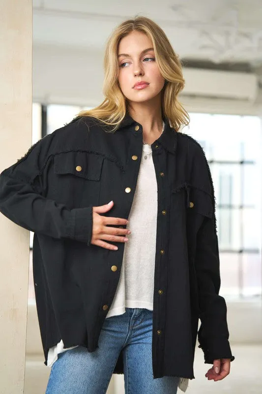 Embroidered Peace Shacket