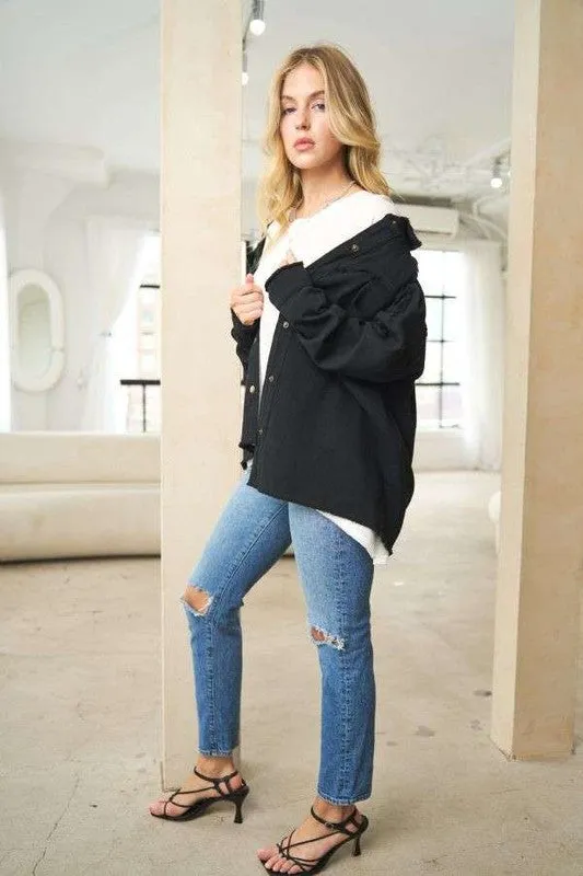 Embroidered Peace Shacket