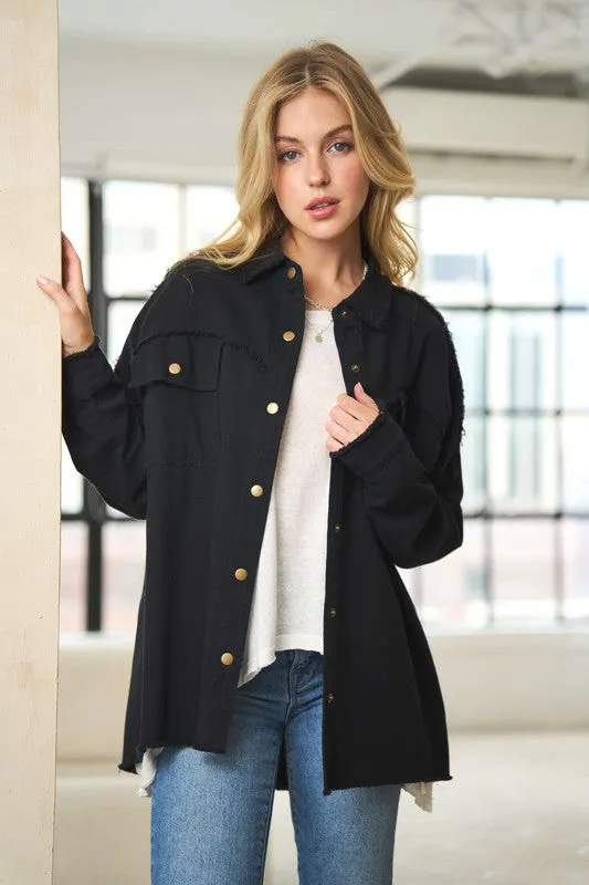 Embroidered Peace Shacket