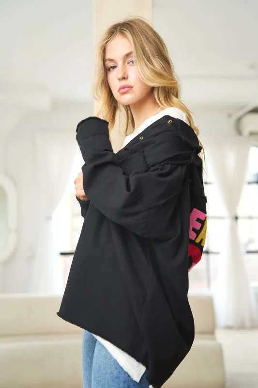 Embroidered Peace Shacket