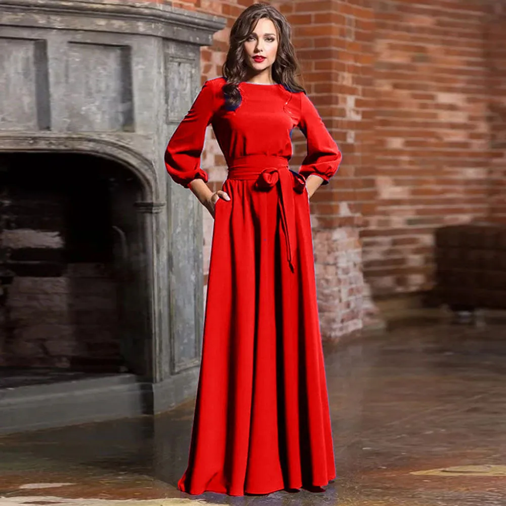 Evening Tie Waist Maxi Dress
