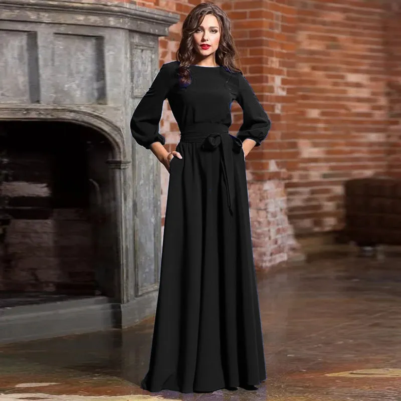 Evening Tie Waist Maxi Dress