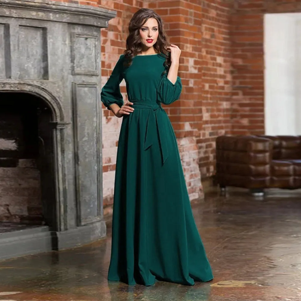 Evening Tie Waist Maxi Dress
