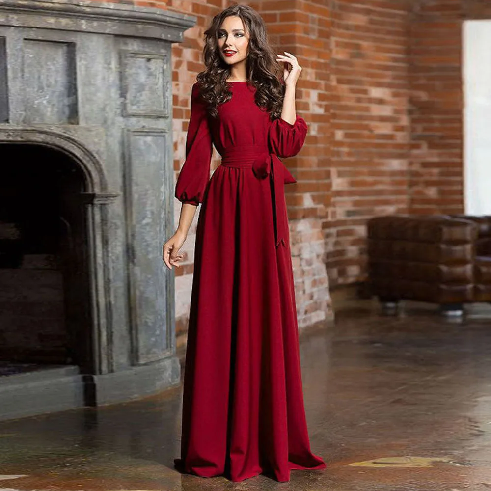 Evening Tie Waist Maxi Dress