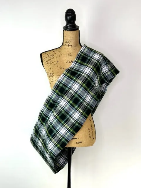 Evergreen, Black, White, Dusty Blue and Yellow Tartan Plaid Flannel Infinity or Blanket Scarf