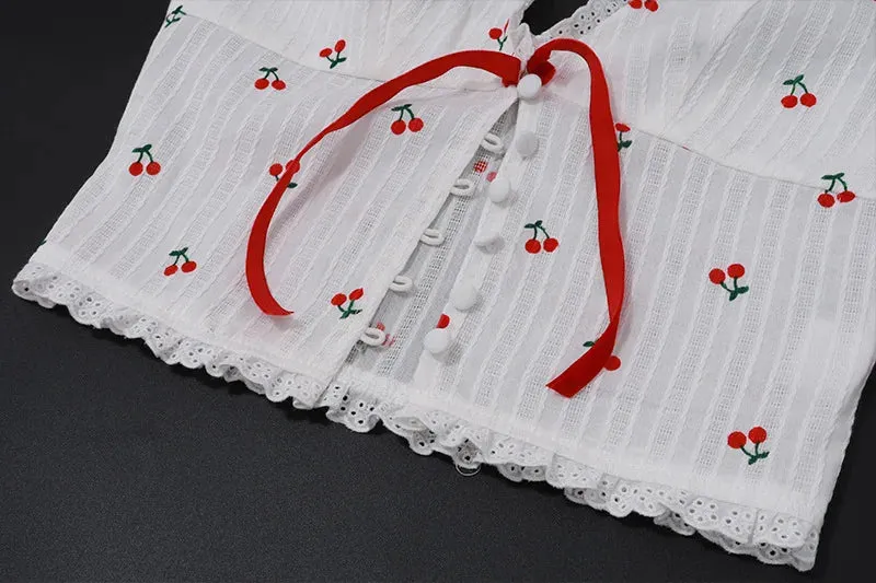 Floral Knit Halter White Crop Top