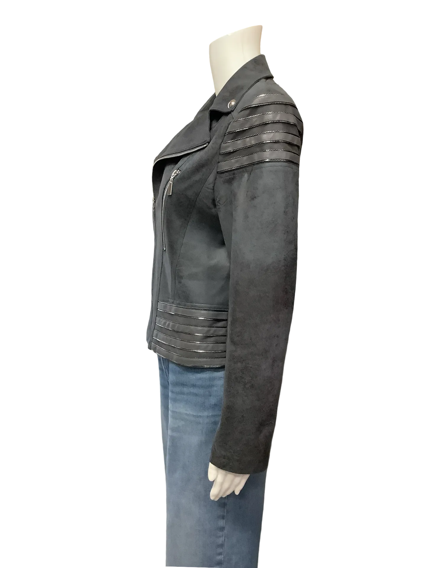 Frank Lyman Jacket Motto Leatherette Grey Size: M