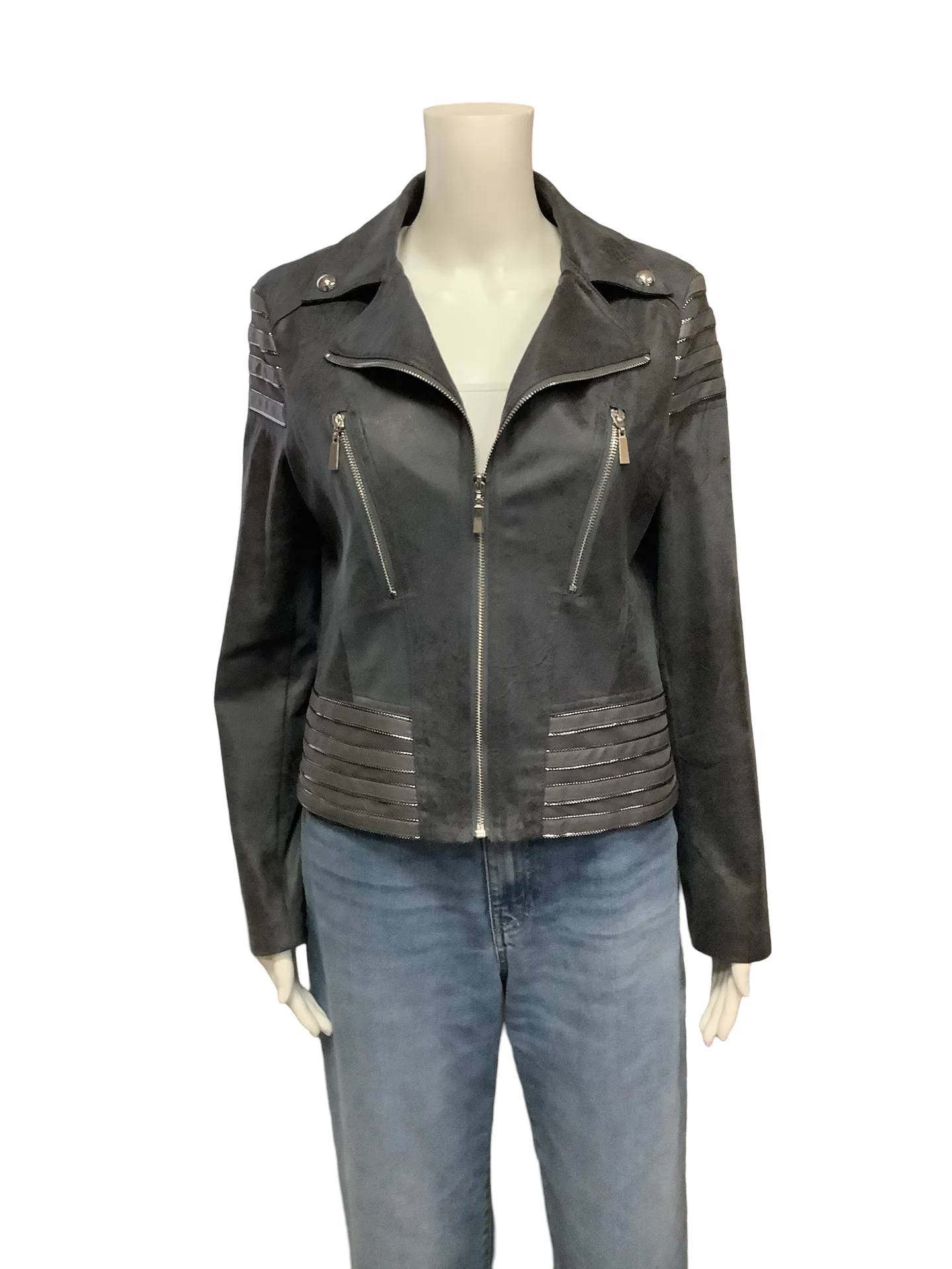 Frank Lyman Jacket Motto Leatherette Grey Size: M