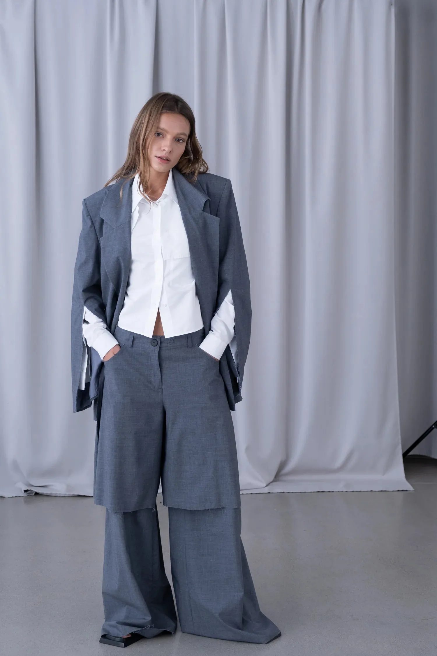 FRAY DECONSTRUCTED BLAZER GREY
