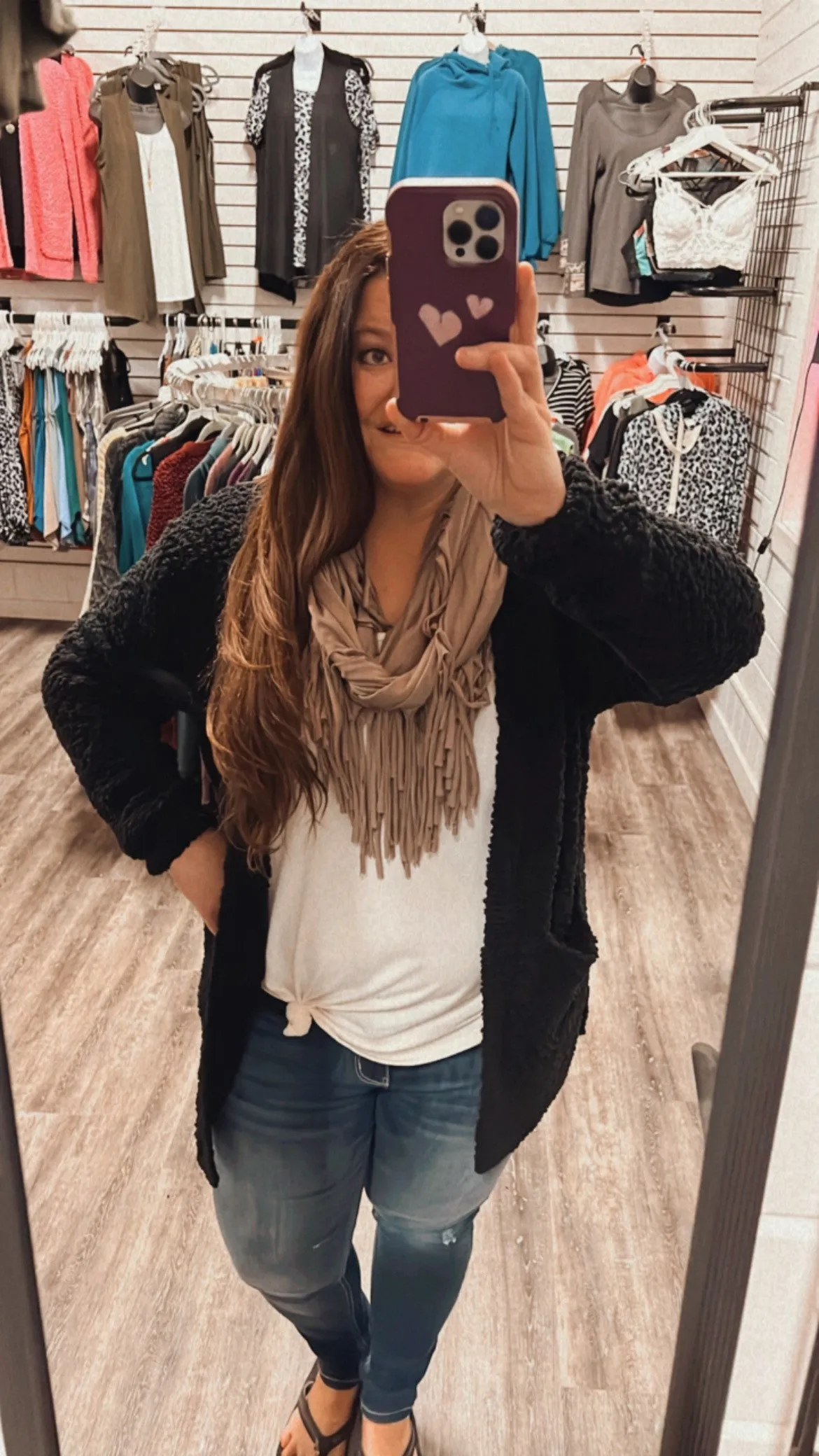 Fringe Tassel Scarf Taupe