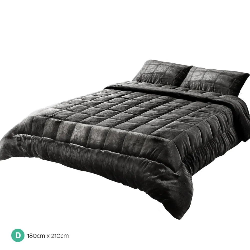 Giselle Bedding Faux Mink Quilt Double Size Charcoal