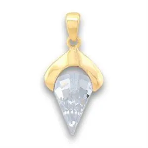 Gold Brass Pendant with AAA Grade CZ in Clear for Women Clear Stone Color Style LOA632 Size 15