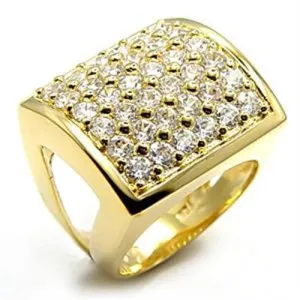 Gold Brass Ring with AAA Grade CZ in Clear for Women Style 7X003