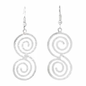 Hammered Scroll Silver Overlay Earrings Artisana