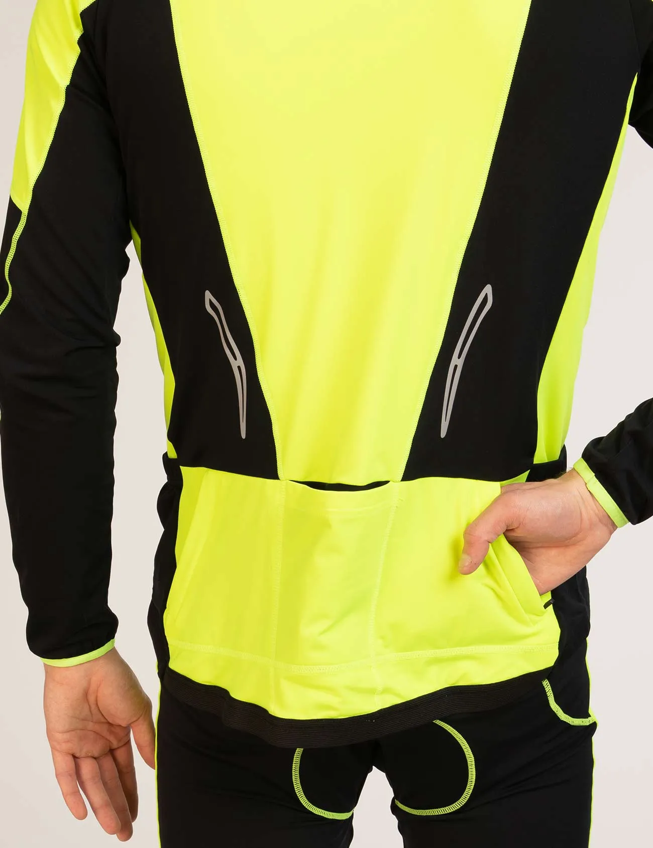 Herren Thermo Fahrradtrikot Pro-T Schwarz-Neon