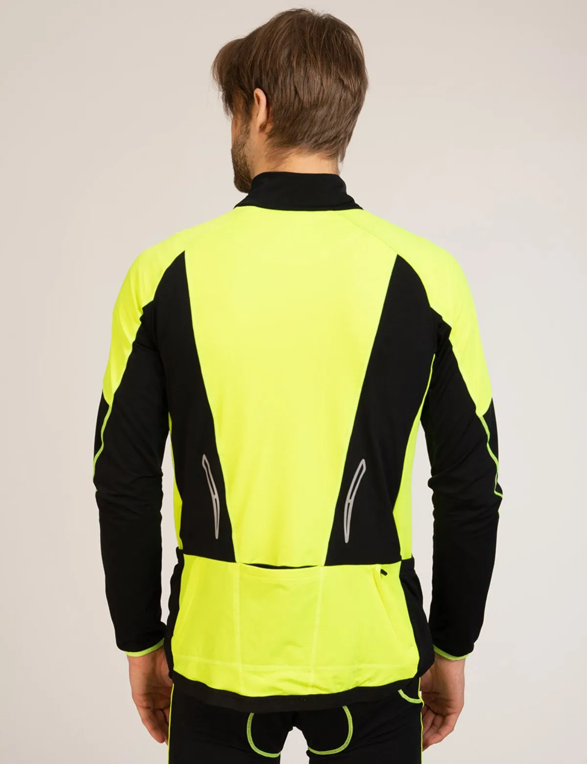 Herren Thermo Fahrradtrikot Pro-T Schwarz-Neon