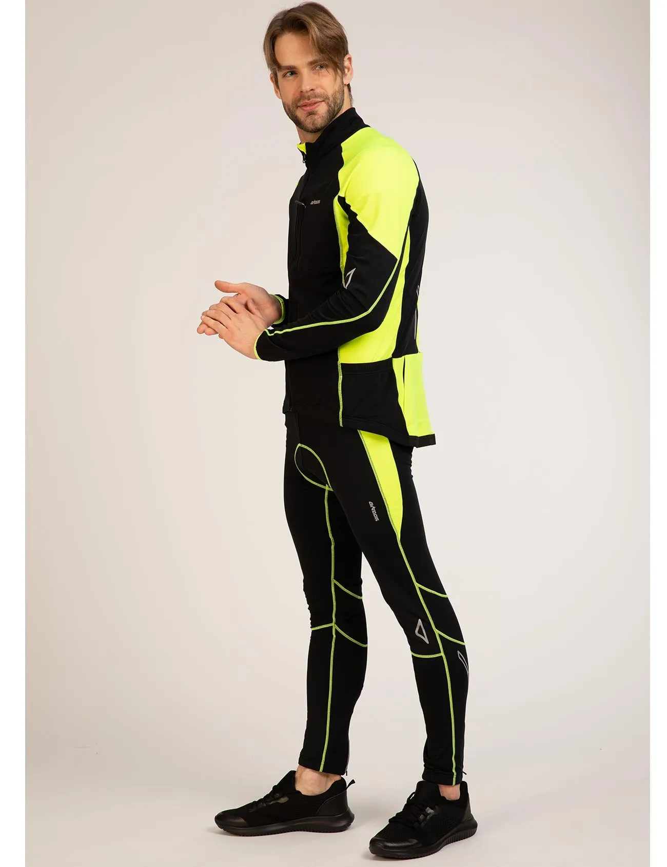 Herren Thermo Fahrradtrikot Pro-T Schwarz-Neon
