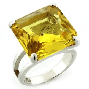High-Polished 925 Sterling Silver Ring with AAA Grade CZ in Citrine for Women Style LOAS871