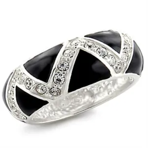 High-Polished 925 Sterling Silver Ring with Top Grade Crystal in Clear for Women Style 32615