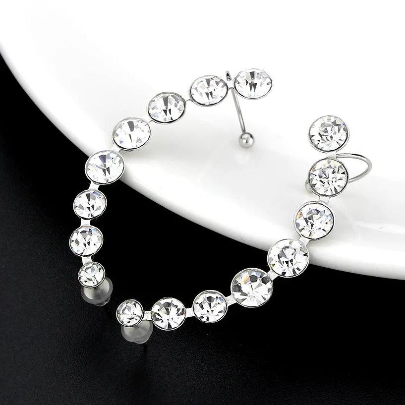 High polished (no plating) Stainless Steel Earring with Top Grade Crystal in Clear for Women Clear Stone Color Style 3W1635