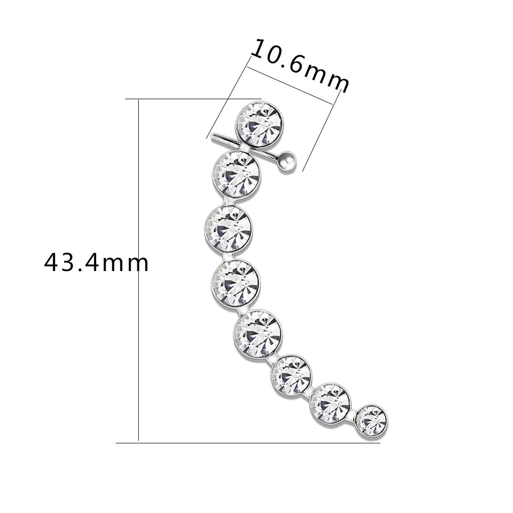 High polished (no plating) Stainless Steel Earring with Top Grade Crystal in Clear for Women Clear Stone Color Style 3W1635