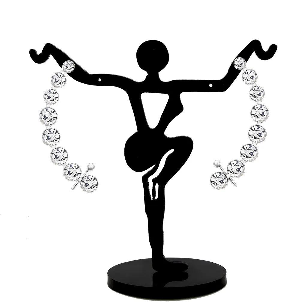 High polished (no plating) Stainless Steel Earring with Top Grade Crystal in Clear for Women Clear Stone Color Style 3W1635