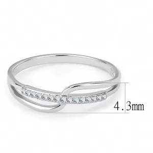 High polished (no plating) Stainless Steel Ring with AAA Grade CZ in Clear for Women Style DA045