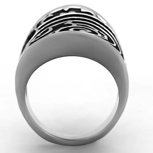 High polished (no plating) Stainless Steel Ring with Epoxy in Jet for Women Style TK1448