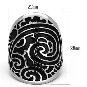 High polished (no plating) Stainless Steel Ring with Epoxy in Jet for Women Style TK1448