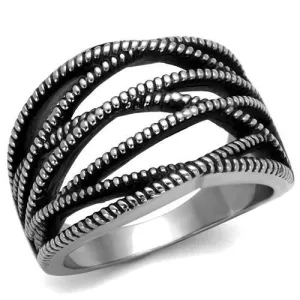High polished (no plating) Stainless Steel Ring with Epoxy in Jet for Women Style TK2335