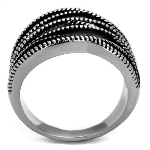 High polished (no plating) Stainless Steel Ring with Epoxy in Jet for Women Style TK2335