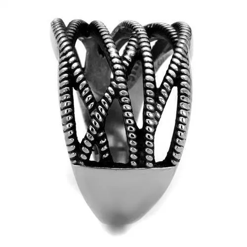 High polished (no plating) Stainless Steel Ring with Epoxy in Jet for Women Style TK2335