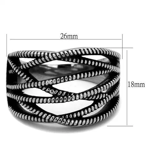High polished (no plating) Stainless Steel Ring with Epoxy in Jet for Women Style TK2335