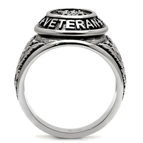 High polished (no plating) Stainless Steel Ring with Epoxy in Jet for Women Style TK414704