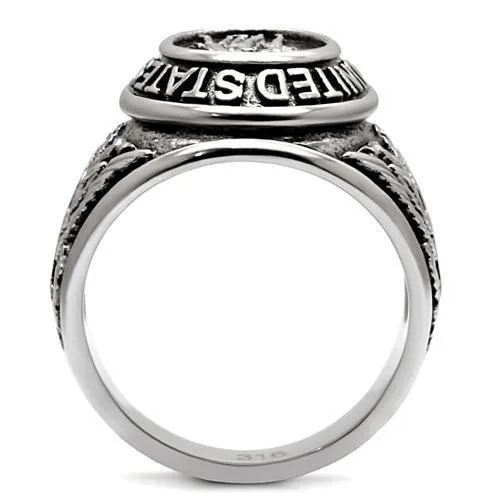High polished (no plating) Stainless Steel Ring with Epoxy in Jet for Women Style TK414704