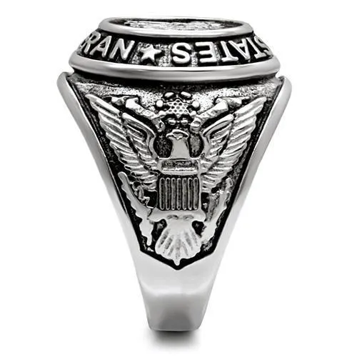 High polished (no plating) Stainless Steel Ring with Epoxy in Jet for Women Style TK414704