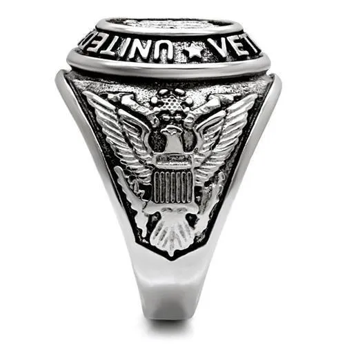High polished (no plating) Stainless Steel Ring with Epoxy in Jet for Women Style TK414704