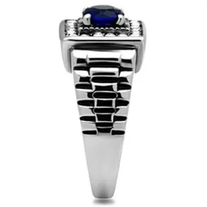 High polished (no plating) Stainless Steel Ring with Synthetic Synthetic Glass in Montana for Women Style TK370