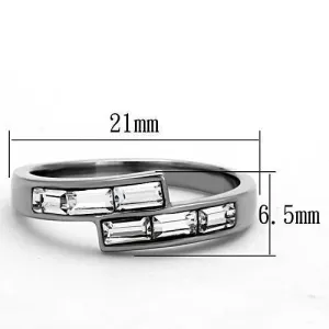 High polished (no plating) Stainless Steel Ring with Top Grade Crystal in Clear for Women Style TK1335