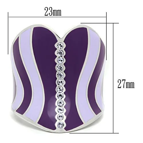 High polished (no plating) Stainless Steel Ring with Top Grade Crystal in Sea Blue for Women Style TK262