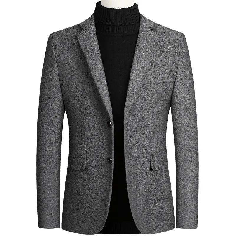 Hochwertige Herren Wollanzug Mantel Wollmischungen Casual Blazer  Top Male Solid Business Casual  Jacken