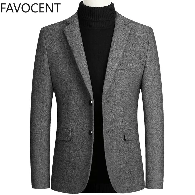 Hochwertige Herren Wollanzug Mantel Wollmischungen Casual Blazer  Top Male Solid Business Casual  Jacken