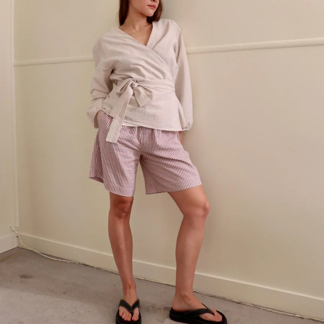 Homebody Shorts | Tencel | Rust Stripe | M